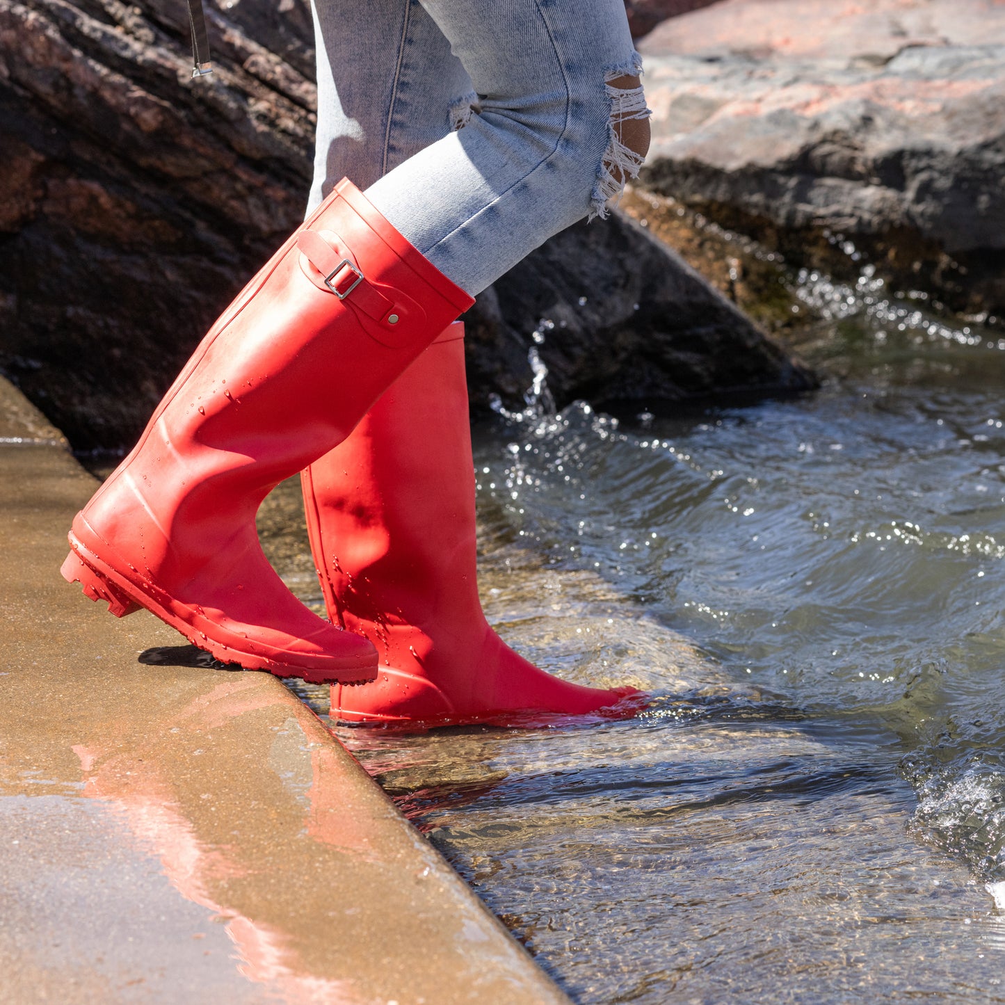 Norty Women’s Rain Boots Hi-Calf Waterproof 13 inch Rubber Garden Boot