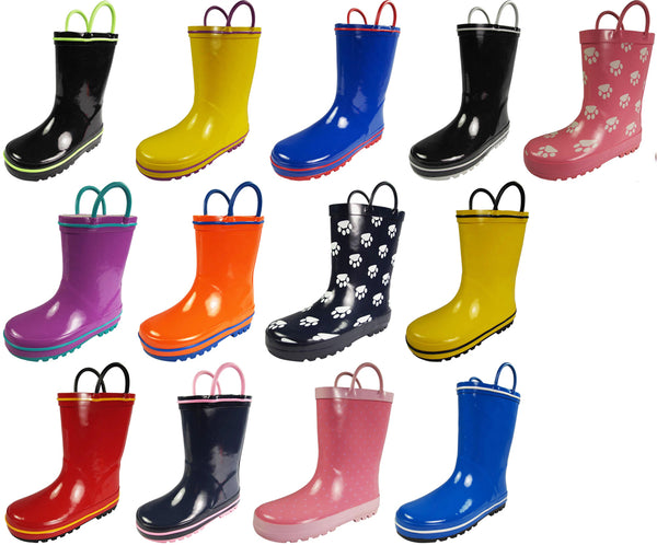 Norty Toddlers Little Kids Big Kids Boys Girls Solid Waterproof Rubber Rain Boots