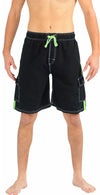 Norty Mens Drawstring Waist and Cargo Pockets Boardshort Swimsuit Swim Trunks