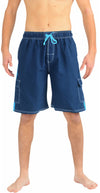 Norty Mens Drawstring Waist and Cargo Pockets Boardshort Swimsuit Swim Trunks