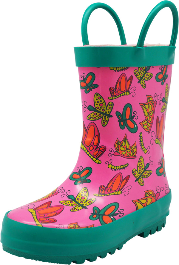 Norty Toddlers Kids Girls Waterproof Rubber Printed Rain Boots