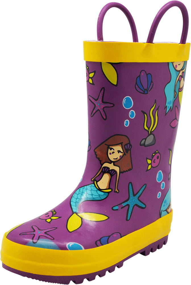 Norty Toddlers Kids Girls Waterproof Rubber Printed Rain Boots