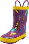 Norty Toddlers Kids Girls Waterproof Rubber Printed Rain Boots