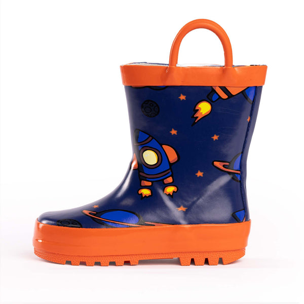 Norty Toddlers Kids Boys Waterproof Rubber Rain Boots -Printed