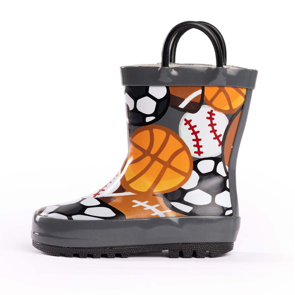 Norty Toddlers Kids Boys Waterproof Rubber Rain Boots -Printed