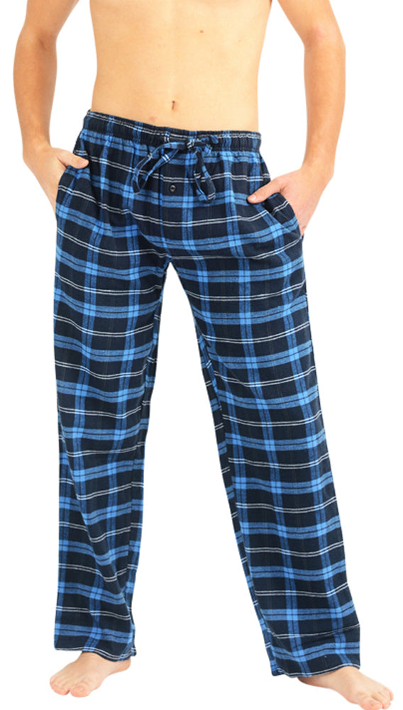 Norty Mens Flannel Pajama Pants Lounge Sleep Pant - Plaids and Solids, Cotton Blend