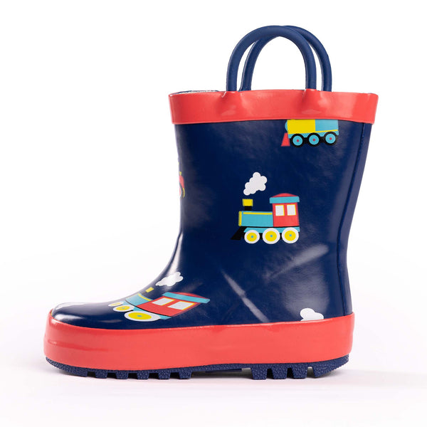 Norty Toddlers Kids Boys Waterproof Rubber Rain Boots -Printed