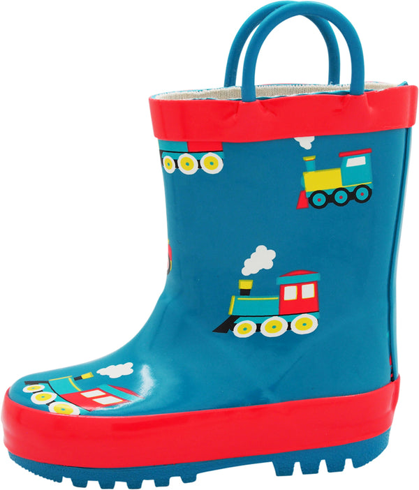 Norty Toddlers Kids Boys Waterproof Rubber Rain Boots -Printed