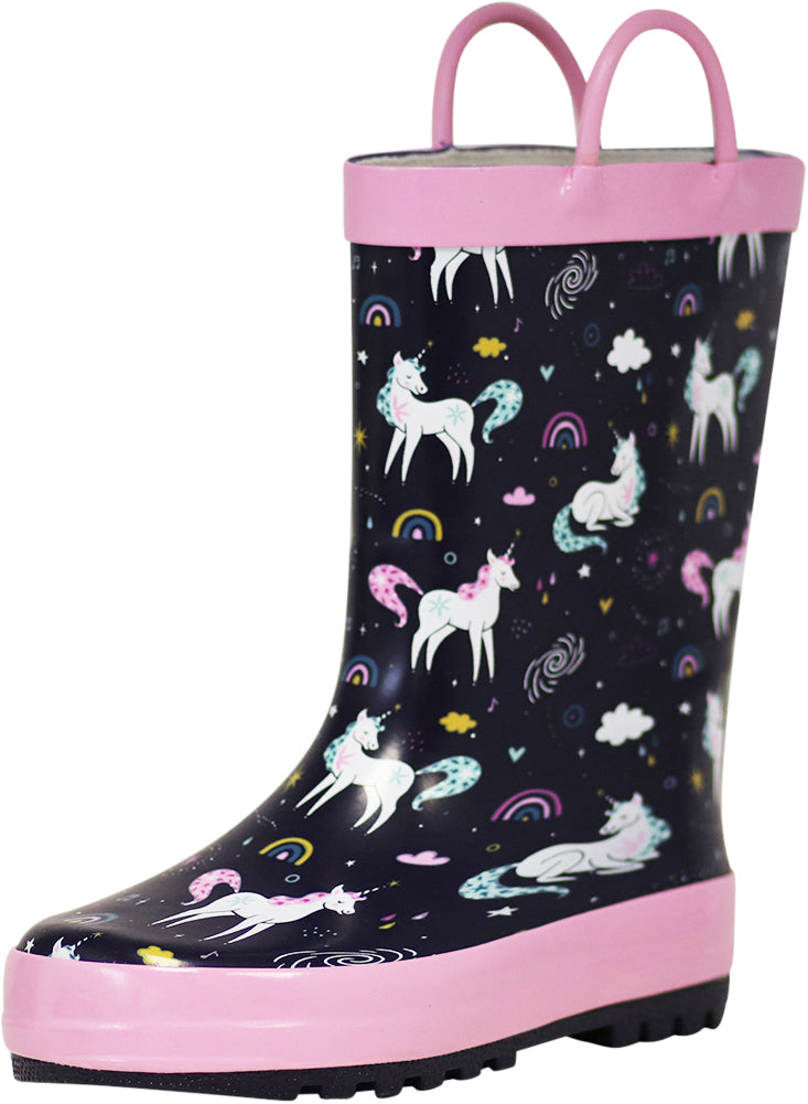 Norty Toddlers to Big Kids Boy's Girl's Waterproof Rubber Rain Boots