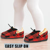 NORTY Boys Girls Kids Unisex Fleece Plaid Moccasin Slip-on Slipper - Runs 2 Sizes Small