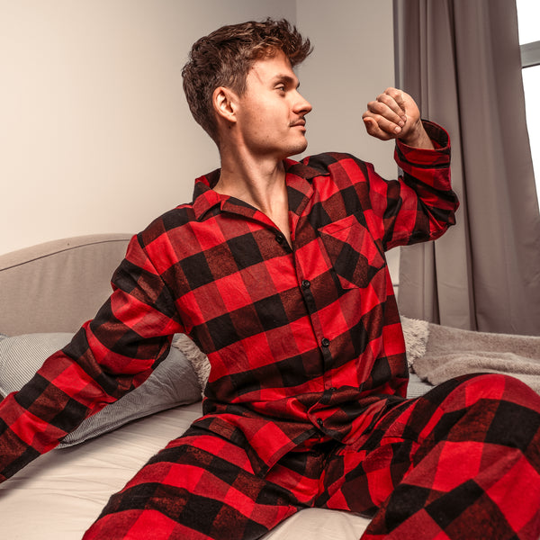 Norty Mens Cotton Yarn Flannel Pajama Lounge Sleep Sets