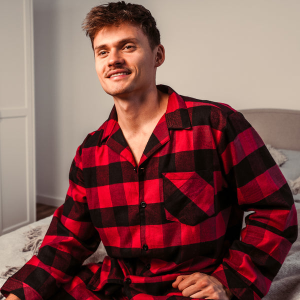 Norty Mens Cotton Blend Yarn Flannel Pajama Lounge Sleep Sets - 16 Prints Available