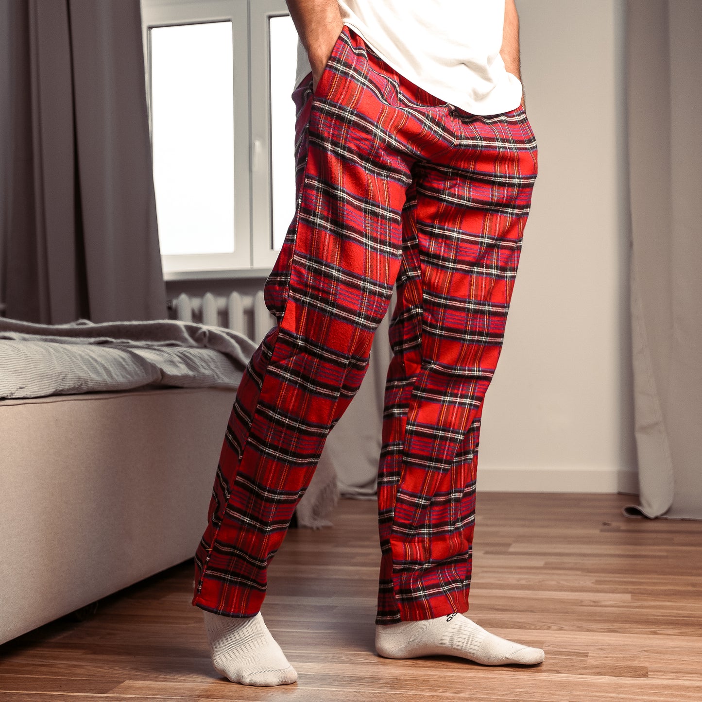 Norty Mens Flannel Pajama Pants Lounge Sleep Pant - Plaids and Solids, Cotton Blend