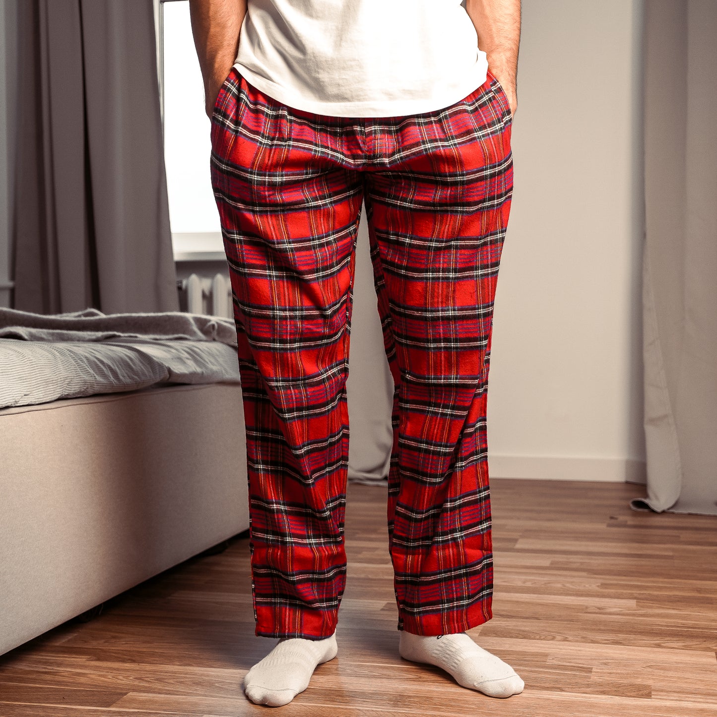 Norty Mens Flannel Pajama Pants Lounge Sleep Pant - Plaids and Solids, Cotton Blend