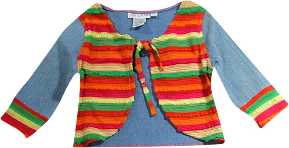 Bianni - Little Girls' Long Sleeve Jean Cardigan