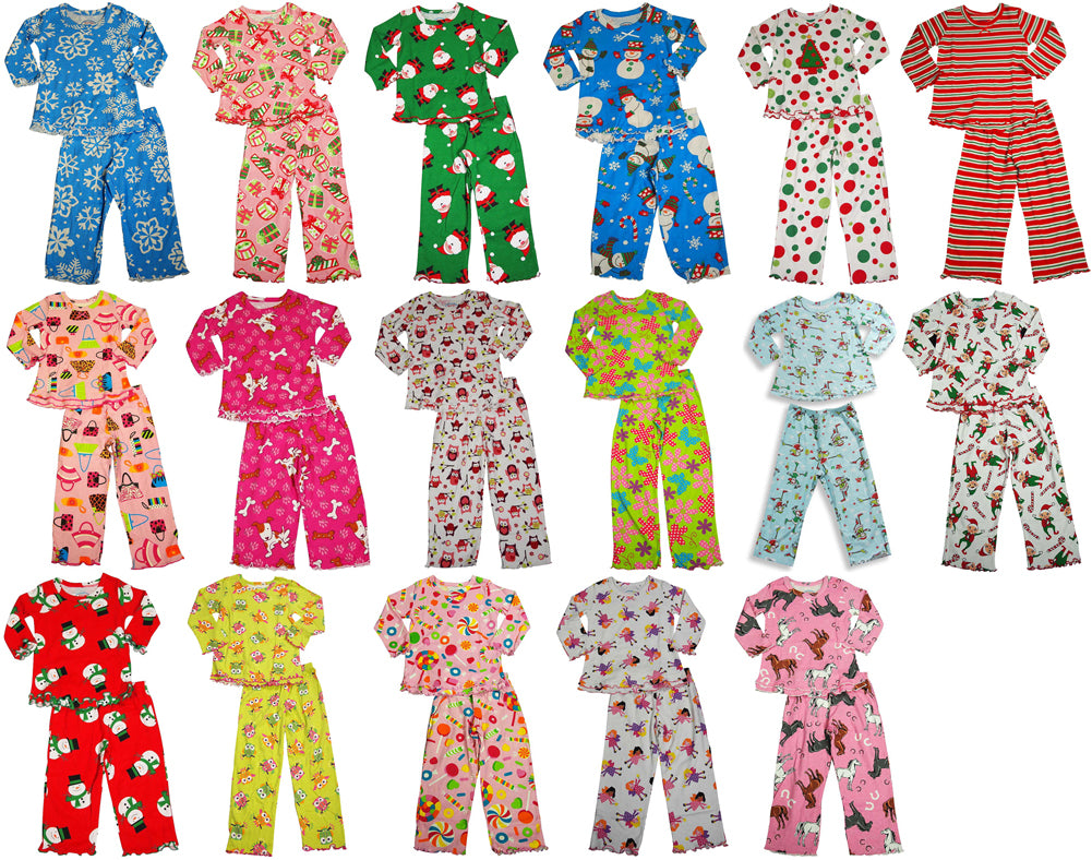 Sara's Prints Girls 2 Piece Long Sleeve Sleepwear Pajama Set - Flame Resistant