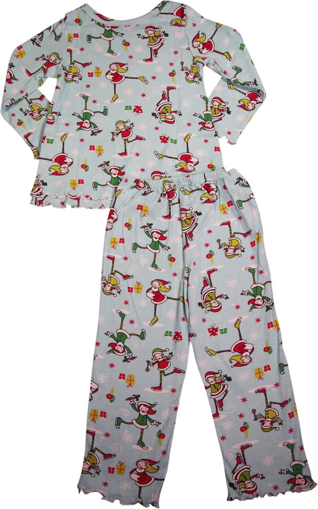 Sara's Prints Girls 2 Piece Long Sleeve Sleepwear Pajama Set - Flame Resistant