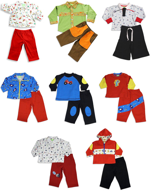 Snopea Baby Infant Newborn Boys Cotton Long Sleeve Pant Set - 8 Prints Available