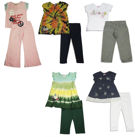 Mish Mish Little Girls 2 Piece Short Sleeve and Sleeveless Pant Sets