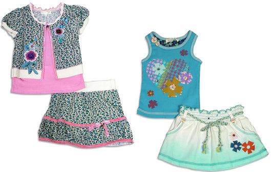 Baby Sara Infant Baby Girls Short Sleeve and Sleeveless Skirt Sets