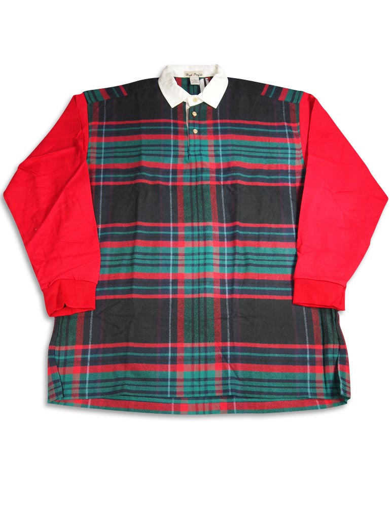 High Profile - Slightly Irregular Mens Long Sleeve Plaid Rugby Shirt