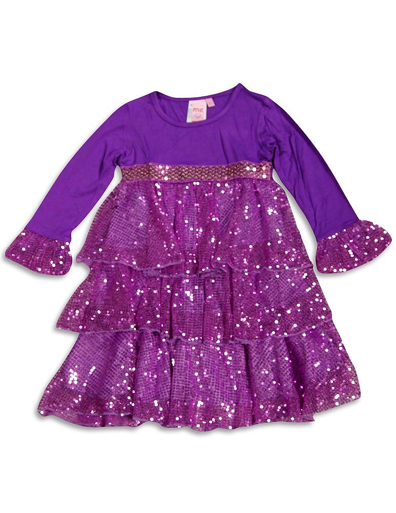 Me Me Me by Lipstik - Little Girls Long Sleeve Dress Asst Fabrics