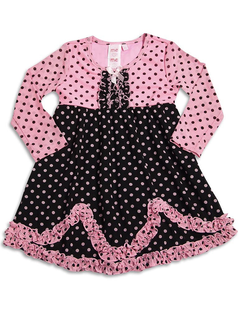 Me Me Me by Lipstik - Little Girls Long Sleeve Dress Asst Fabrics