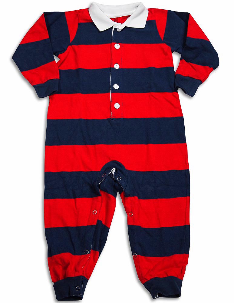 Sara's Prints Baby Infant Toddler Boys One Piece Rugby Coverall Playsuit Pajama