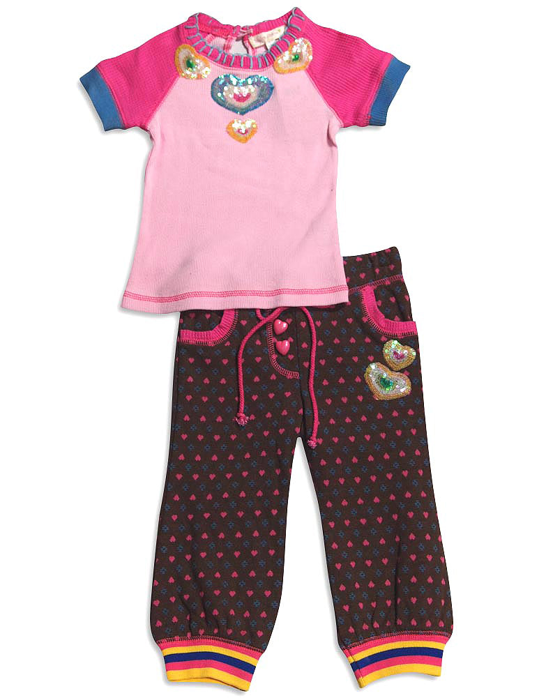 Baby Sara Infant Baby Girls Short Sleeve Embellished Pant Set