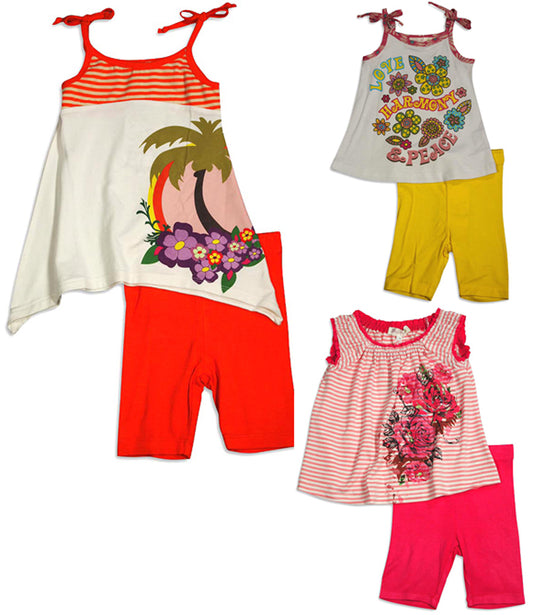 Baby Sara Toddler & Girls Tank Short Sets - Assorted Fabrics Styles Colors