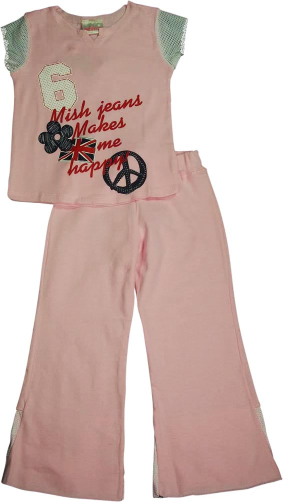 Mish Mish Little Girls 2 Piece Short Sleeve and Sleeveless Pant Sets