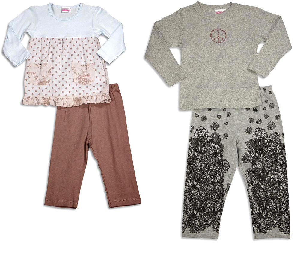 Mish Mish Baby Infant Girls Long Sleeve Pant Set - Cotton and Cotton Spandex, 31285