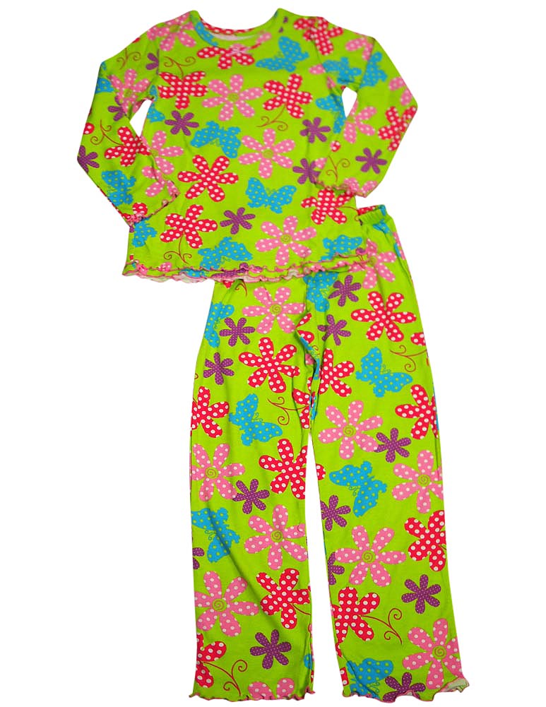 Sara's Prints Girls 2 Piece Long Sleeve Sleepwear Pajama Set - Flame Resistant