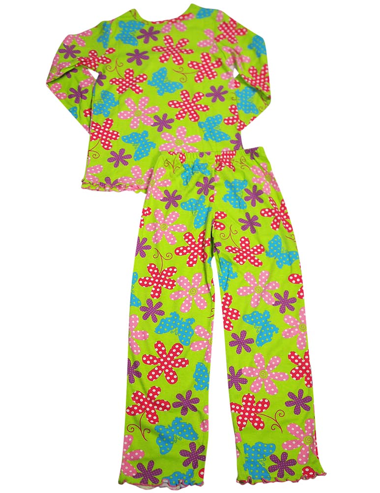 Sara's Prints Girls 2 Piece Long Sleeve Sleepwear Pajama Set - Flame Resistant