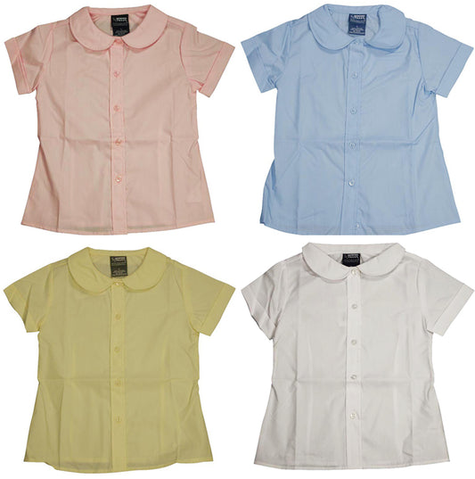 French Toast Girls' Short Sleeve Peter Pan Collar Blouse