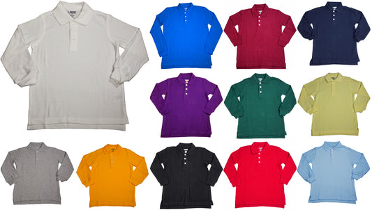 French Toast School Uniform Unisex Long Sleeve Pique Polo Shirt (Sizes 4-20)