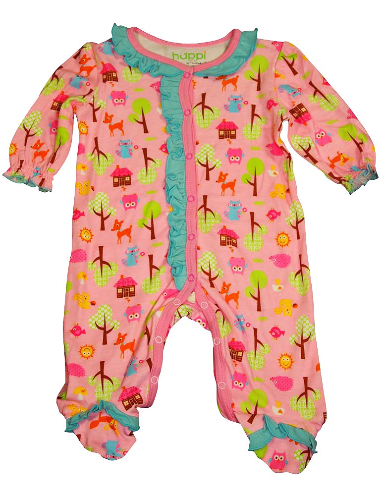 Happi by Dena Baby Girls Newborn One Piece Long Sleeve Footed Coverall