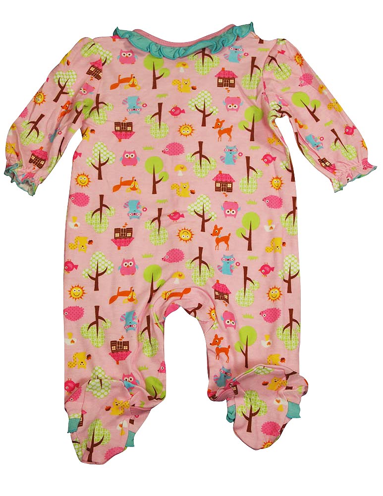 Happi by Dena Baby Girls Newborn One Piece Long Sleeve Footed Coverall