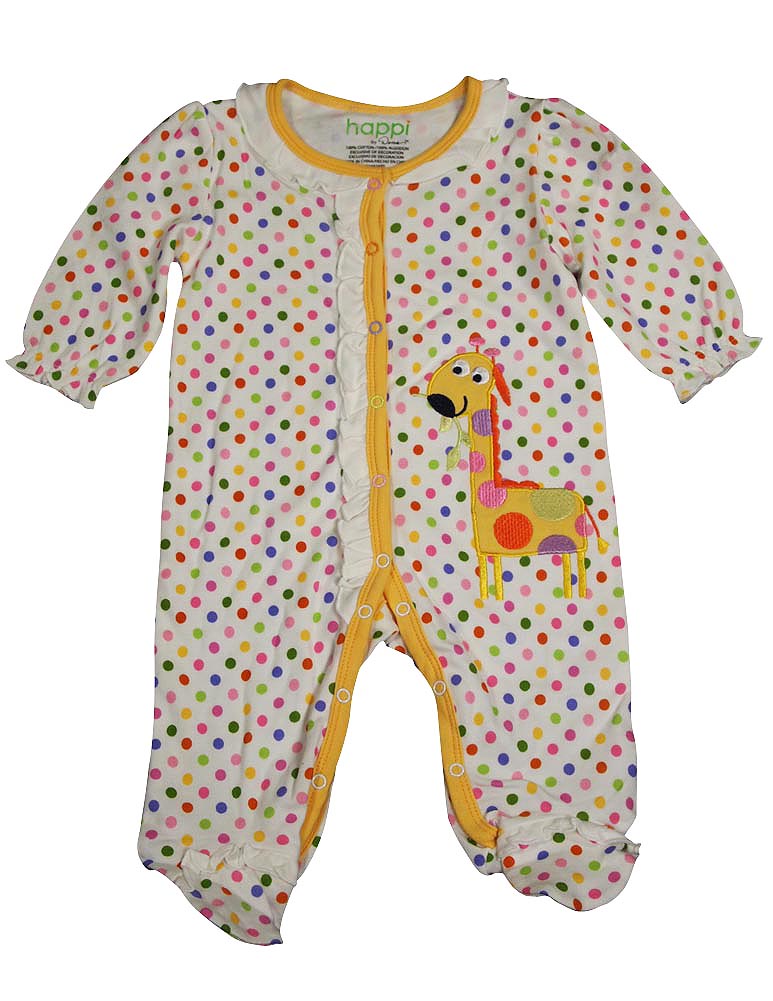 Happi by Dena Baby Girls Newborn One Piece Long Sleeve Footed Coverall