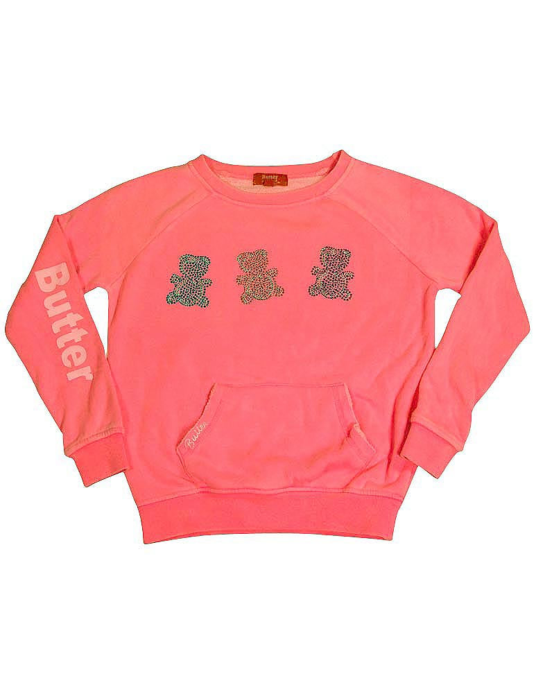 Butter Super Soft Long Sleeve Pullover Kangaroo Pocket Embellished Sweatshirt