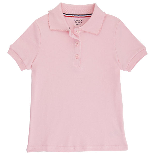 French Toast School Uniform Girls 2T-6X Short Sleeve Interlock Picot Polo Shirt