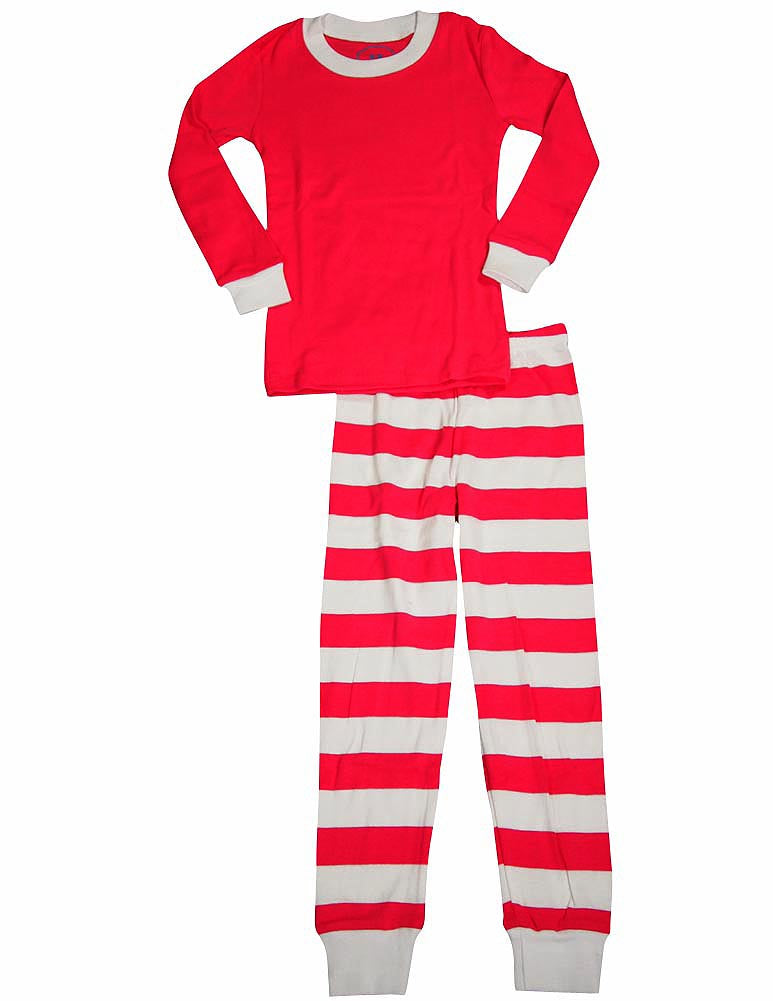 Sara's Prints Girls 2 Piece Long Sleeve Sleepwear Pajama Set - 100% Cotton