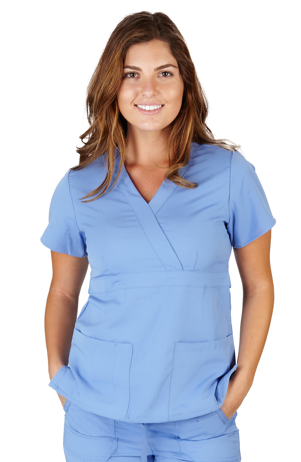 UltraSoft Premium 3 Pocket Mock Wrap Medical Scrub Top For Women - JUNIOR FIT