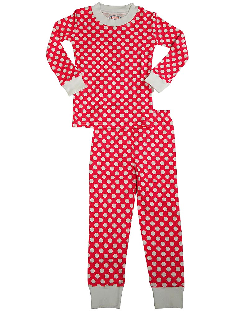 Sara's Prints Girls 2 Piece Long Sleeve Sleepwear Pajama Set - 100% Cotton