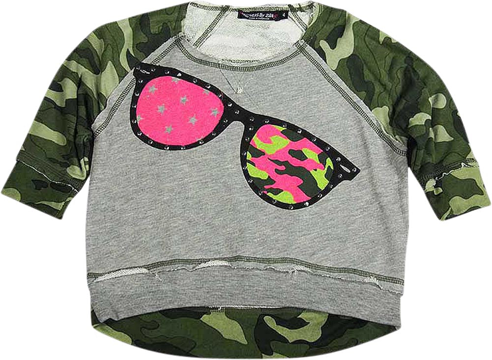 Flowers by Zoe Girls 3/4 Sleeve Fashion Scoop Neck Sweatshirt Top