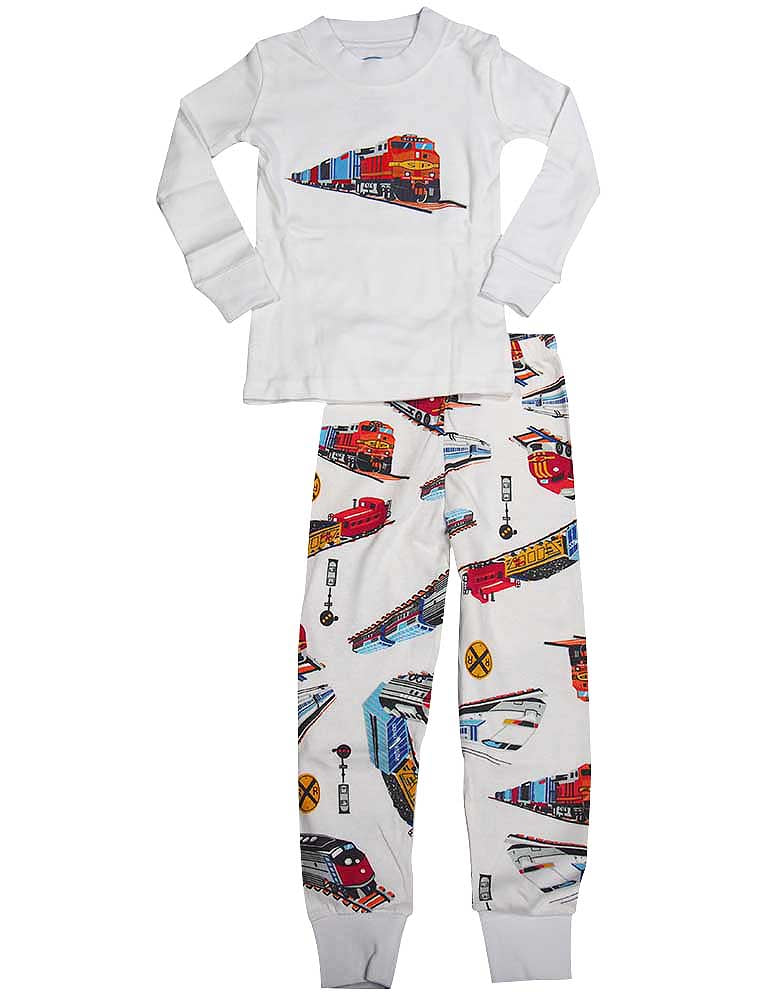 Sara's Prints Boys Long Sleeve 100% Cotton 2 Piece Pajama Set - Wear to fit snug