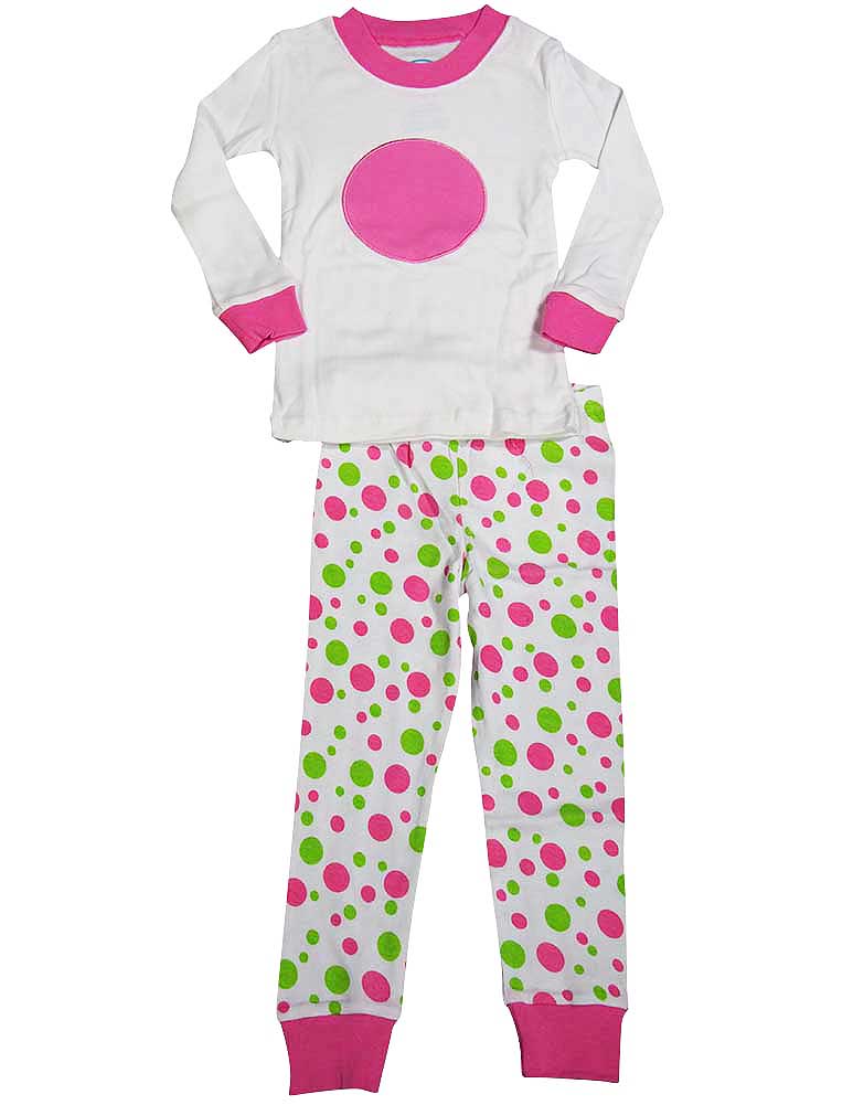 Sara's Prints Girls 2 Piece Long Sleeve Sleepwear Pajama Set - 100% Cotton