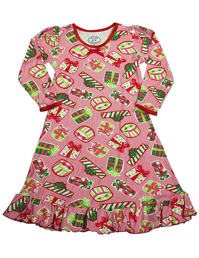 Sara's Prints Toddler Girls Long Sleeve Gown Holiday Ruffle Flame Resistant