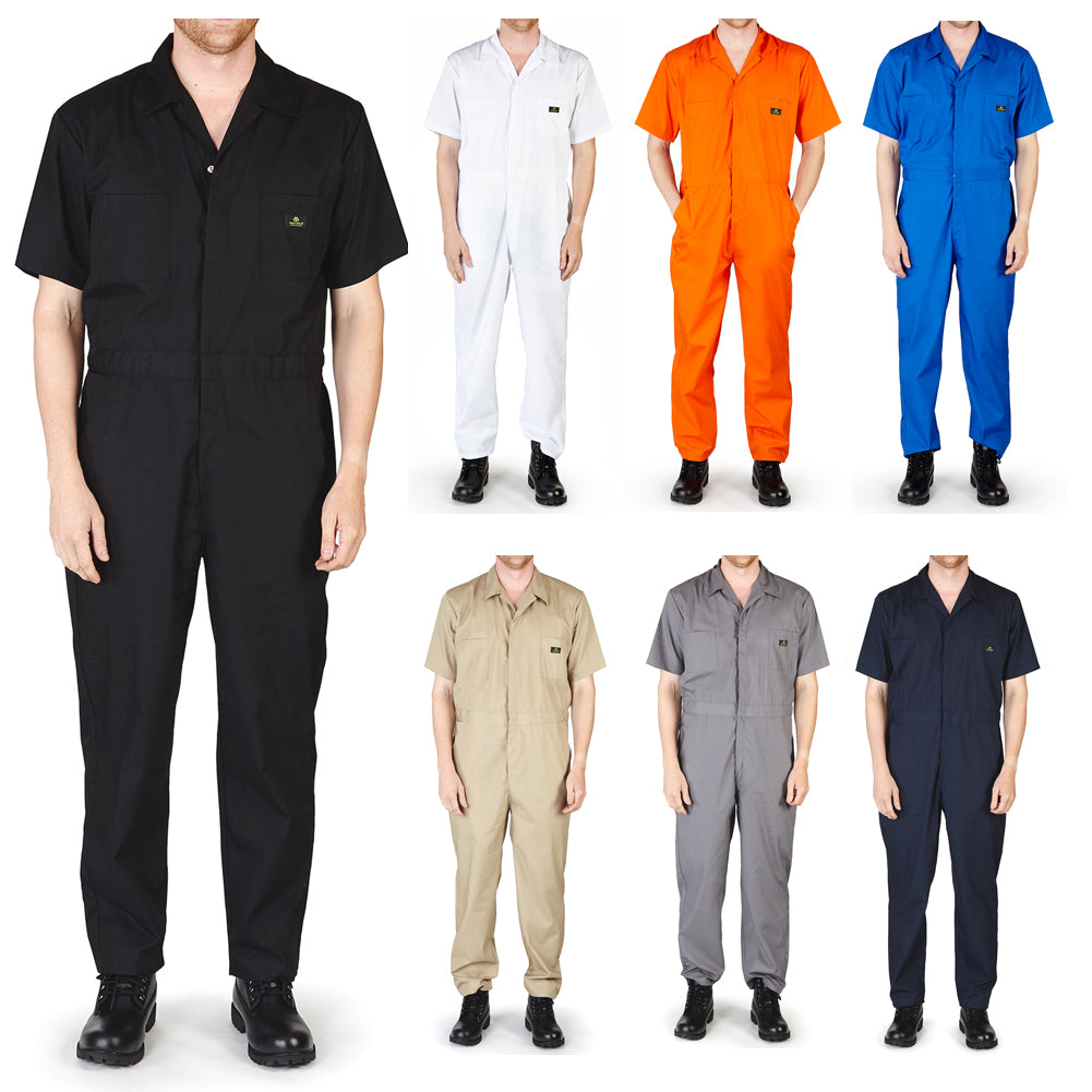 Natural Workwear Mens Short Sleeve Basic Blended Work Coverall XS - 4XL Order 1 Size Bigger