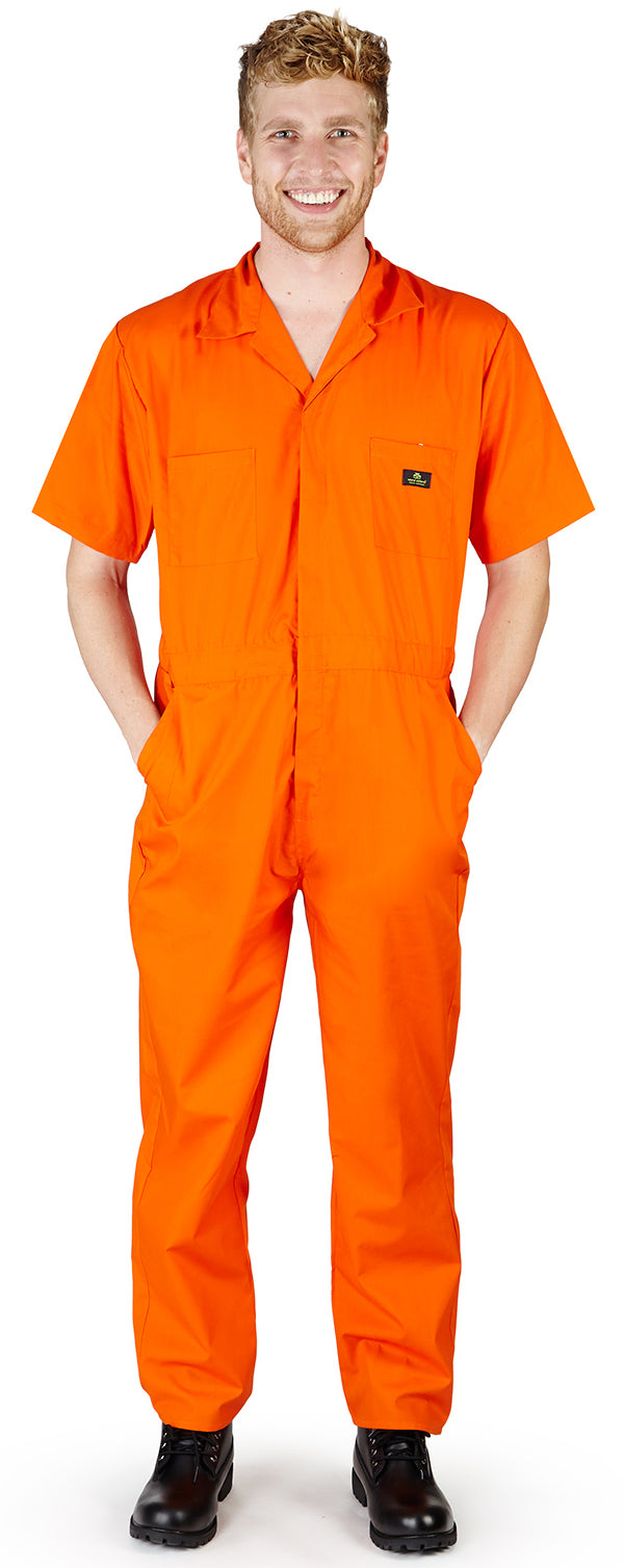 Natural Workwear Mens Short Sleeve Basic Blended Work Coverall XS - 4XL Order 1 Size Bigger